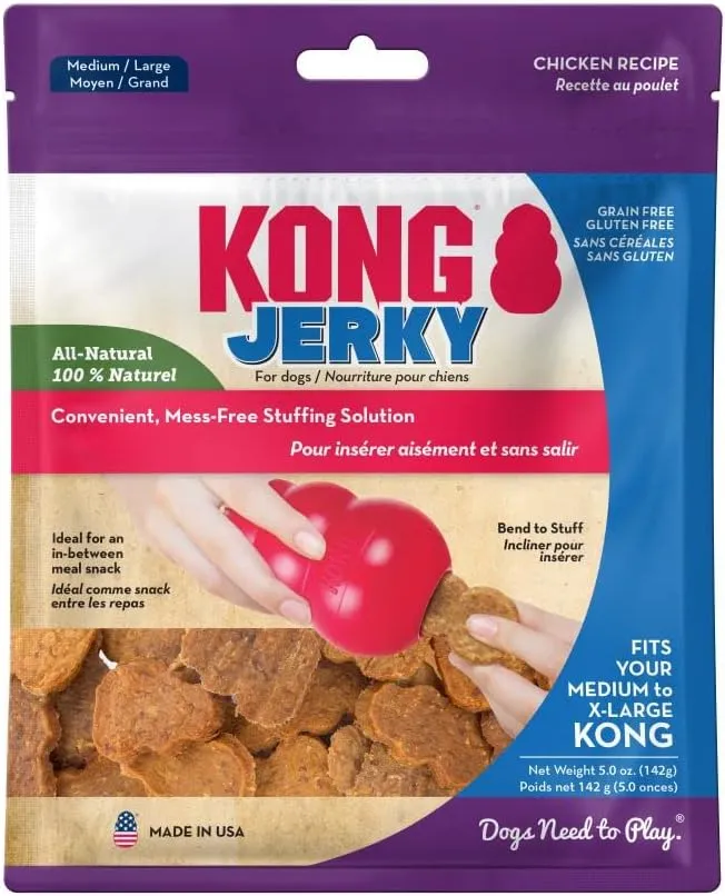 KONG Jerky - All-Natural Grain & Gluten Free Dog Treat - Healthy Pet Snack Between Meals - Fits Medium to X-Large KONG Toys