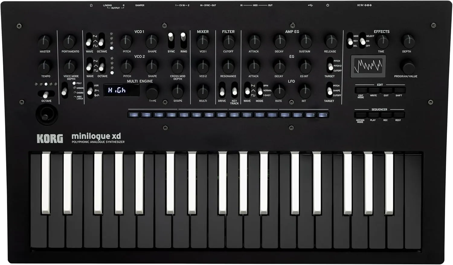 Korg minilogue xd 37-key Inverted Color Limited Edition Polyphonic Analog Synthesizer w/ 16-step Sequencer, 4 Voices and OLED Oscilloscope (MINILOGUEXDB)