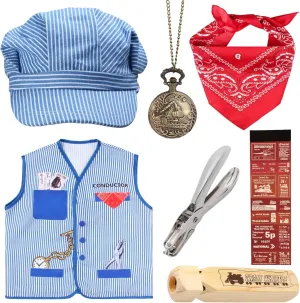 Kyson Kids Train Conductor Costume Set-Train Engineer Dress Up Kit for Train Theme Party Halloween Dress Up Career Day