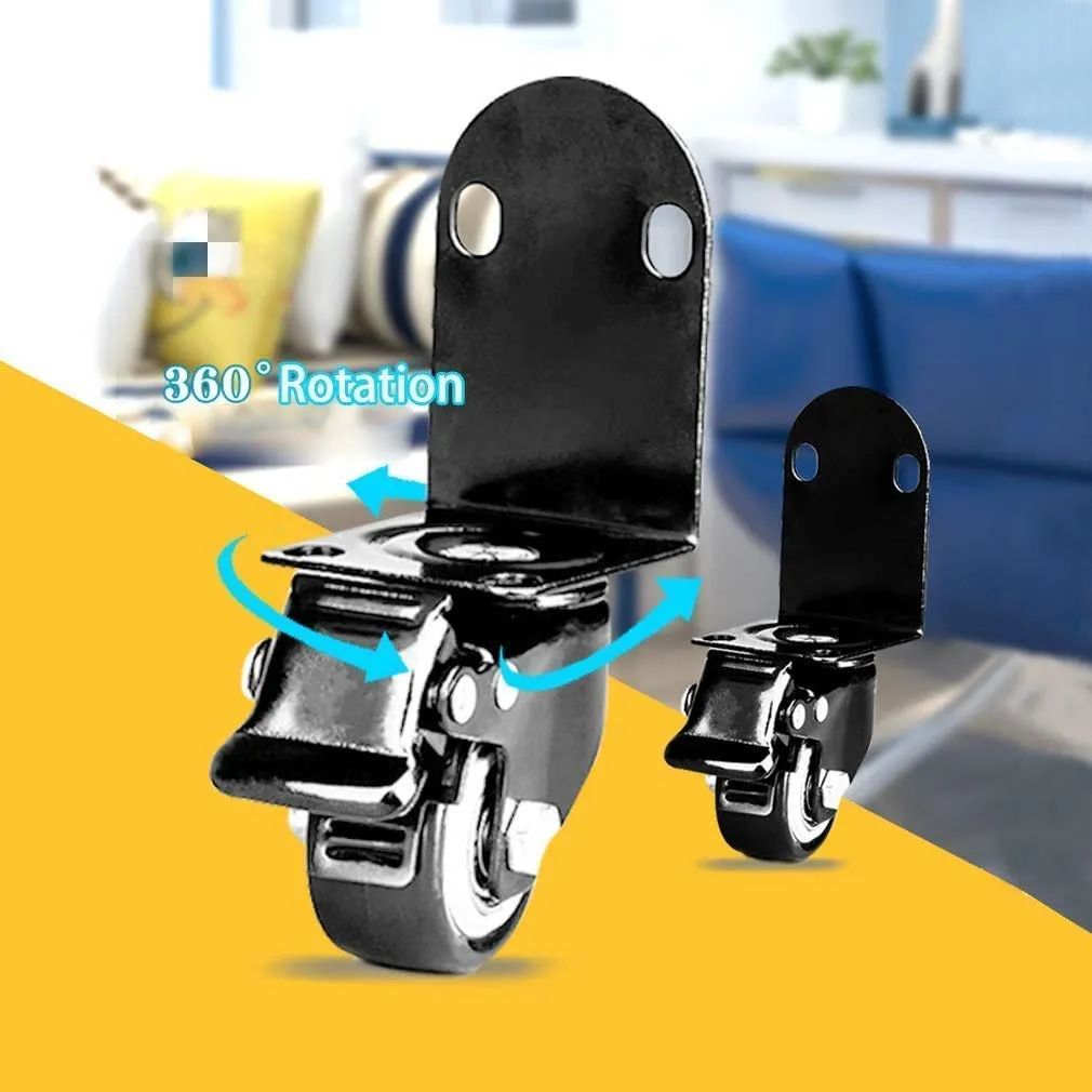 L-Typer Wheels,Swivelers with Brake,Right Angle Steeringnitureer,for Homeniture,Office Table Cabinetniture Desk,Quiet and Wear-Resistant,4Pcs/2Swivel 2Brake/2 Zoll