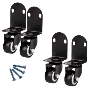 L-Typer Wheels,Swivelers with Brake,Right Angle Steeringnitureer,for Homeniture,Office Table Cabinetniture Desk,Quiet and Wear-Resistant,4Pcs/2Swivel 2Brake/2 Zoll