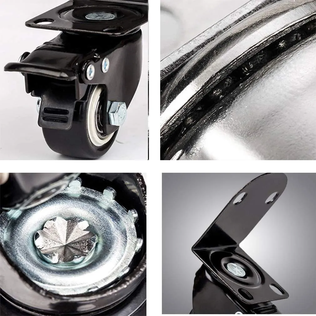 L-Typer Wheels,Swivelers with Brake,Right Angle Steeringnitureer,for Homeniture,Office Table Cabinetniture Desk,Quiet and Wear-Resistant,4Pcs/2Swivel 2Brake/2 Zoll