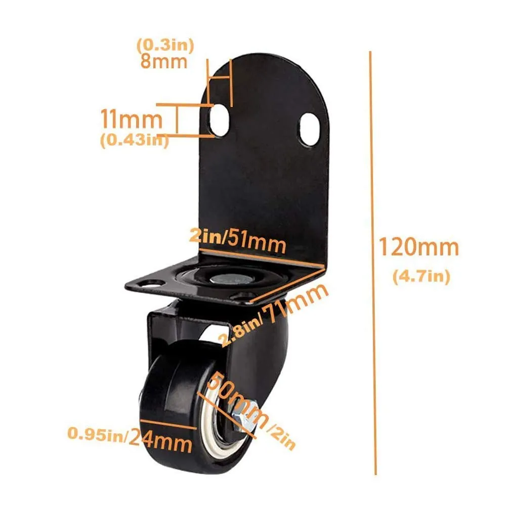 L-Typer Wheels,Swivelers with Brake,Right Angle Steeringnitureer,for Homeniture,Office Table Cabinetniture Desk,Quiet and Wear-Resistant,4Pcs/2Swivel 2Brake/2 Zoll
