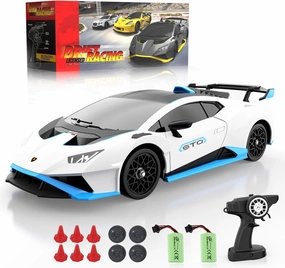 Lamborghini Remote Control Car 8-12, 1:18 Scale Official Licensed Lamborghini Toy Car, 2.4Ghz RC Drift Car for Adults Boys 4-7 Year Old Birthday Gift Ideas, Drift RC Cars (White)
