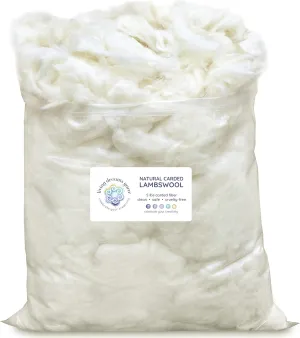 Lambswool Natural White Clean Fluffy Classic Fiber for Toy Stuffing & Filling, 5LB