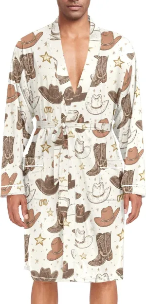 Laprad Men's Robe Long Sleeves Kimono Bathrobe Spa Soft Lightweight Horseshoes Hat Robes Sleepwear