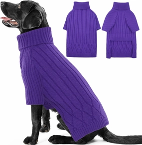 Large Breed Dog Sweaters, Warm Winter Fall Dog Sweaters for Dog Girls Boys, Turtleneck Dog Knitwear,Doggie Christmas Sweater,Pet Sweatshirt Clothes Outfit Knit Great Dane,Doberman(Purple XXXXL)
