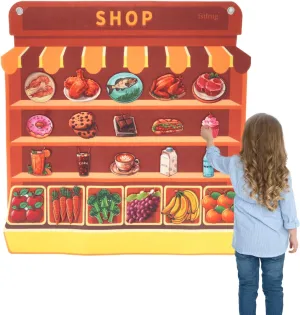 Learning Busy Board for 3 4 5 6 Year Old Boys & Girls, Montessori Educational Toys for Kids, Preschool Learning Addition Within 10 Counting, Colorful Supermarket Playset, Felt Board