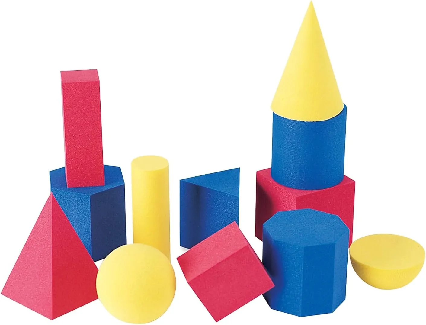 Learning Resources Hands-On Soft Geosolids, Soft Foam 3D Shapes, Set of 12, Ages 5  (LER6120)