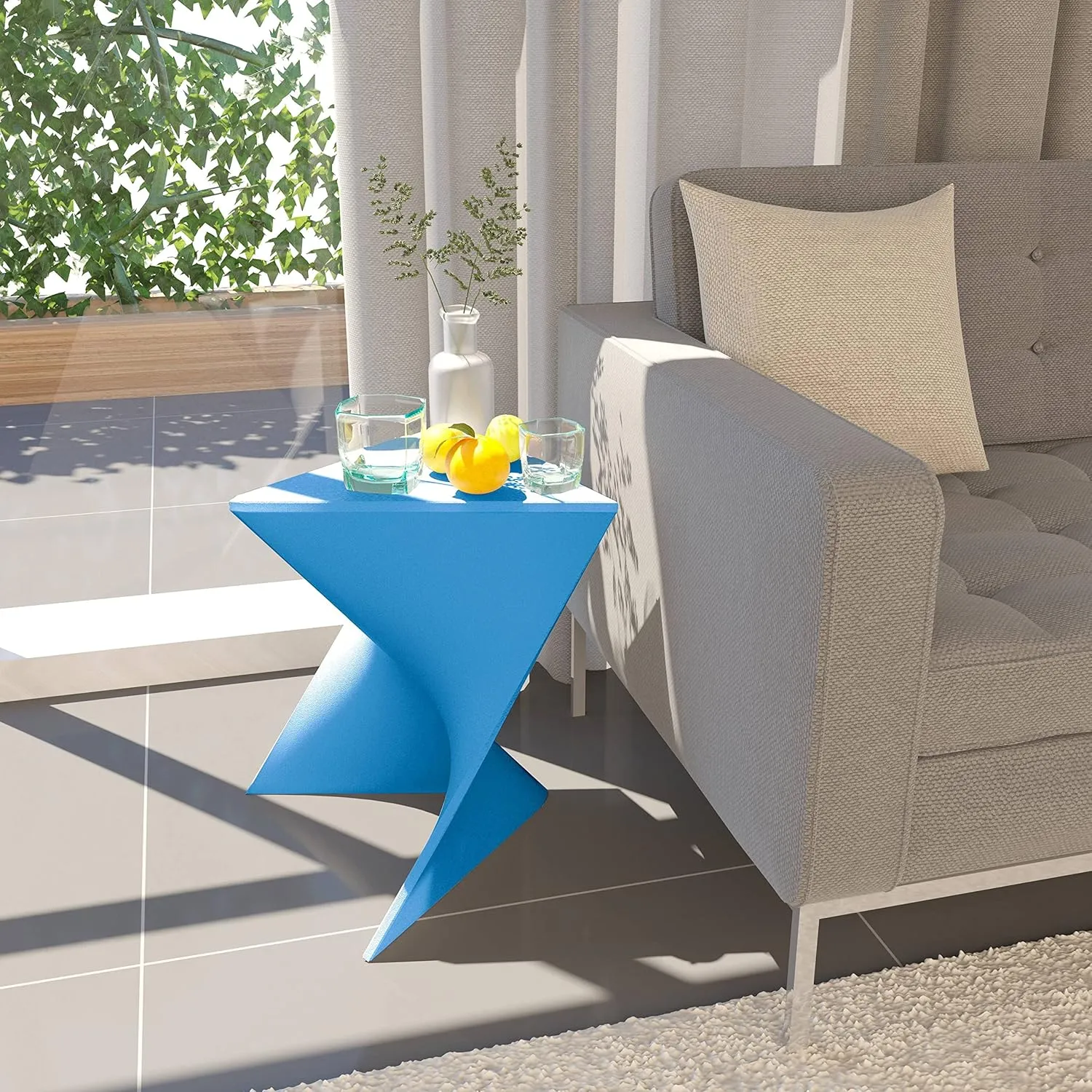 LeisureMod Modern Blue Accent End Table - Stylish Vanity Side Table for Bedroom, Living Room, or Office