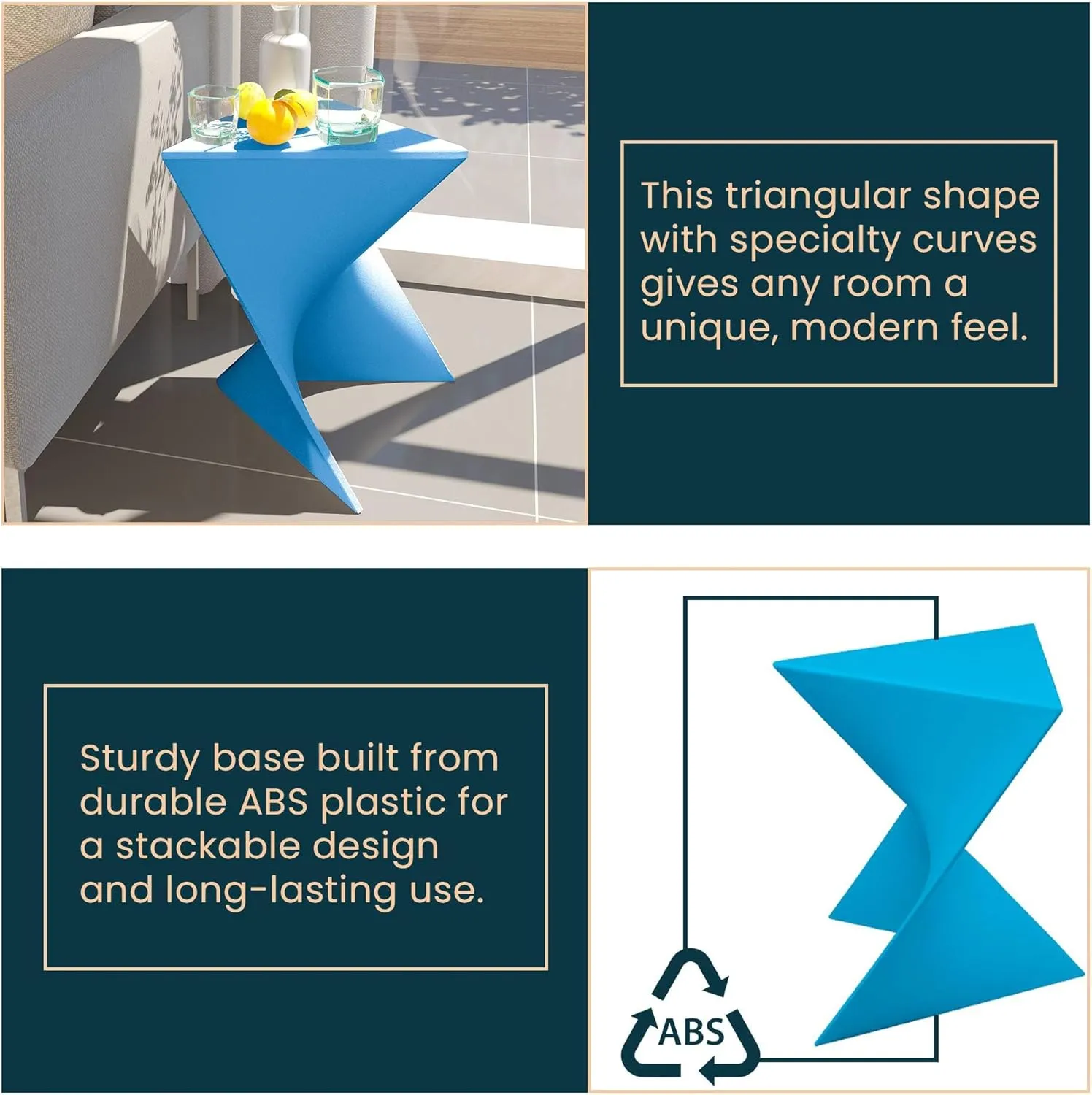 LeisureMod Modern Blue Accent End Table - Stylish Vanity Side Table for Bedroom, Living Room, or Office