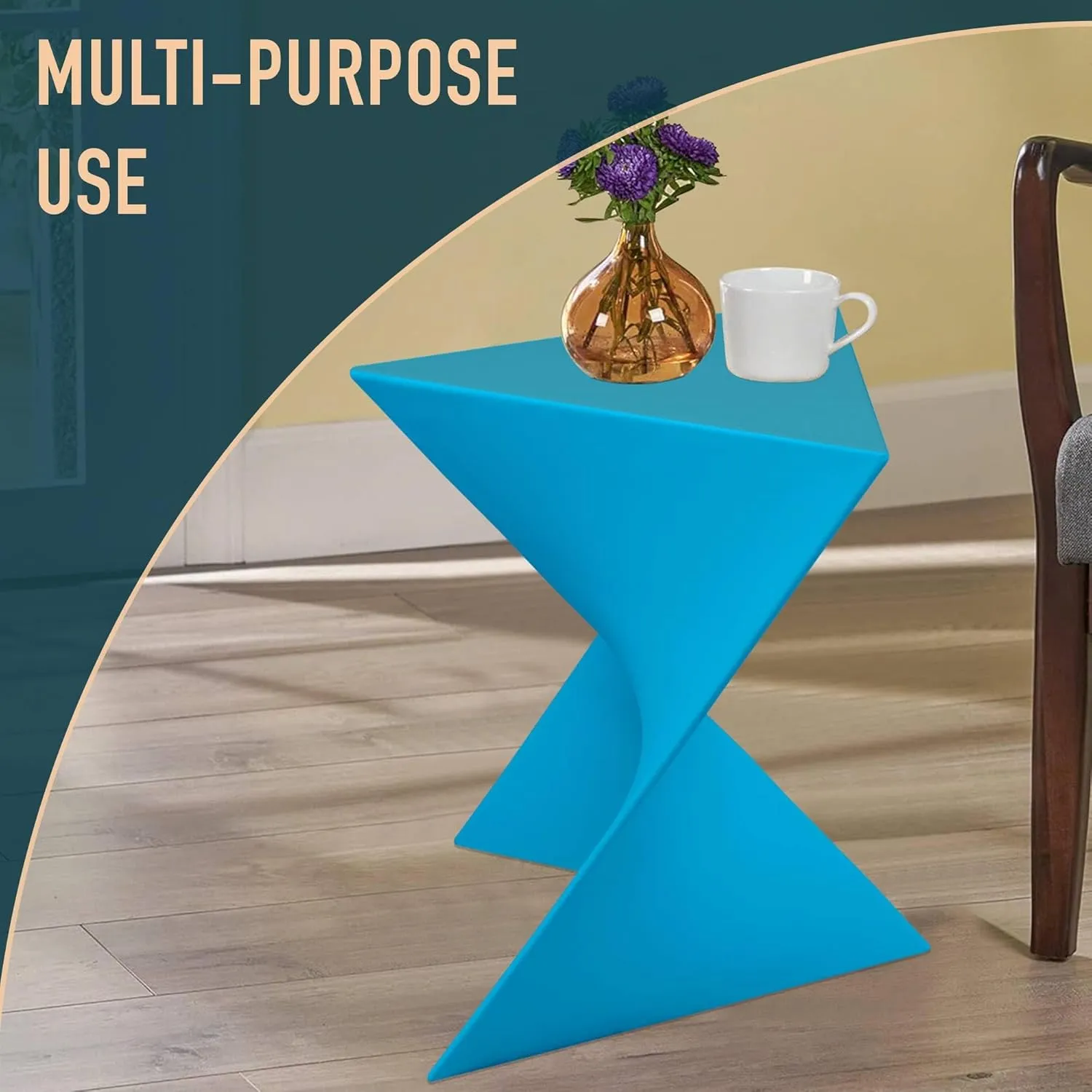 LeisureMod Modern Blue Accent End Table - Stylish Vanity Side Table for Bedroom, Living Room, or Office