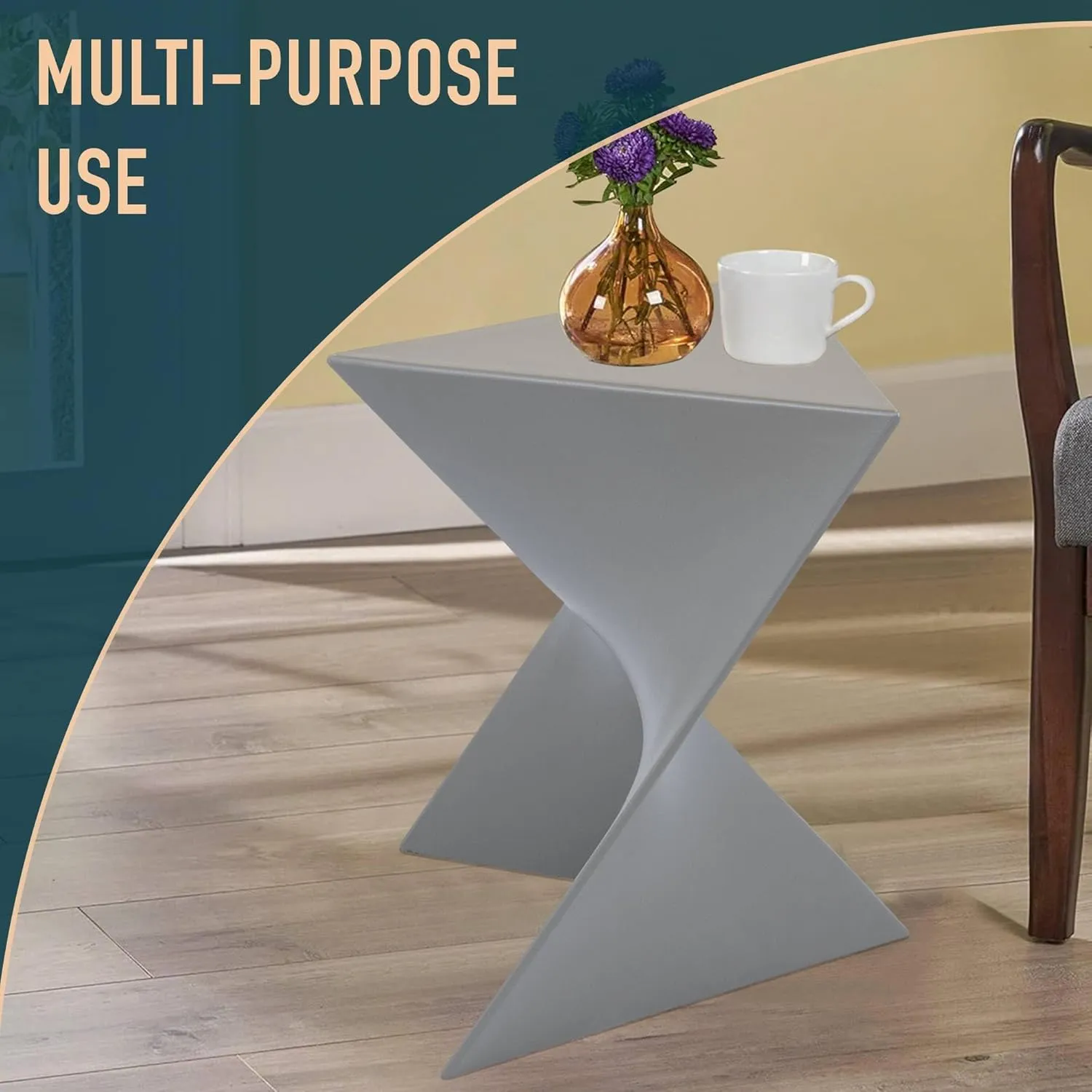 LeisureMod Modern Grey Accent Side Table - Stylish Side Vanity Table for Bedroom & Living Room