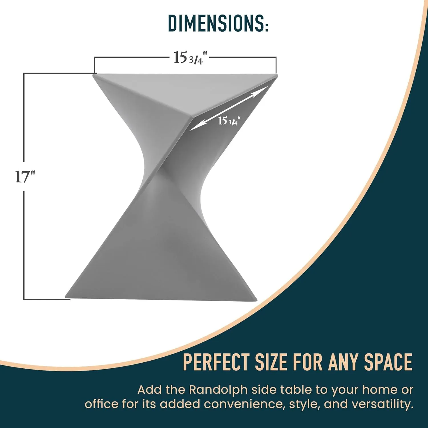 LeisureMod Modern Grey Accent Side Table - Stylish Side Vanity Table for Bedroom & Living Room