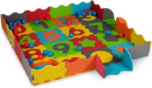 Let's Play Play Set 3-in-1: Play Mat, Puzzle and Ball Box - Foam Rubber - 40 Balls