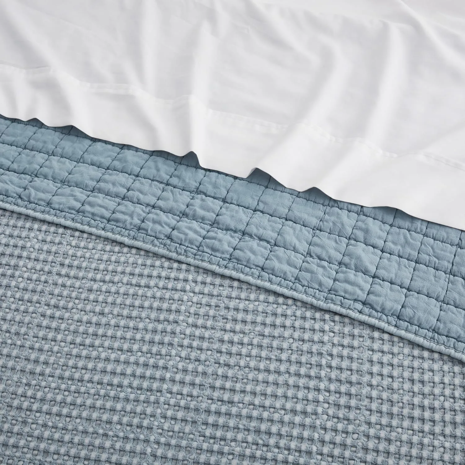 Levtex Home - Mills Waffle - King/Cal King Quilt Set - Chambray Cotton Waffle - Quilt Size (106 x 92in.), Sham Size (36 x 20in.)