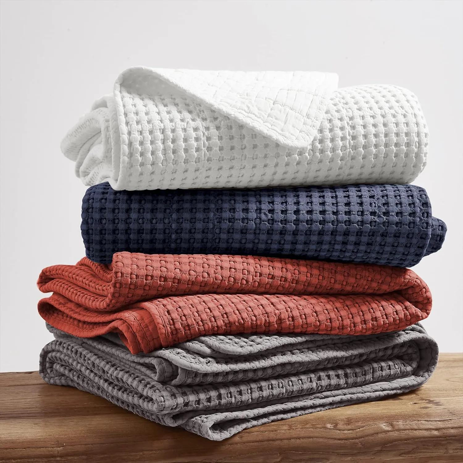 Levtex Home - Mills Waffle - Queen Quilted Bedspread Set - Adobe Cotton Waffle - Bedspread Size (104 x 106in.), Sham Size (26 x 20in.)