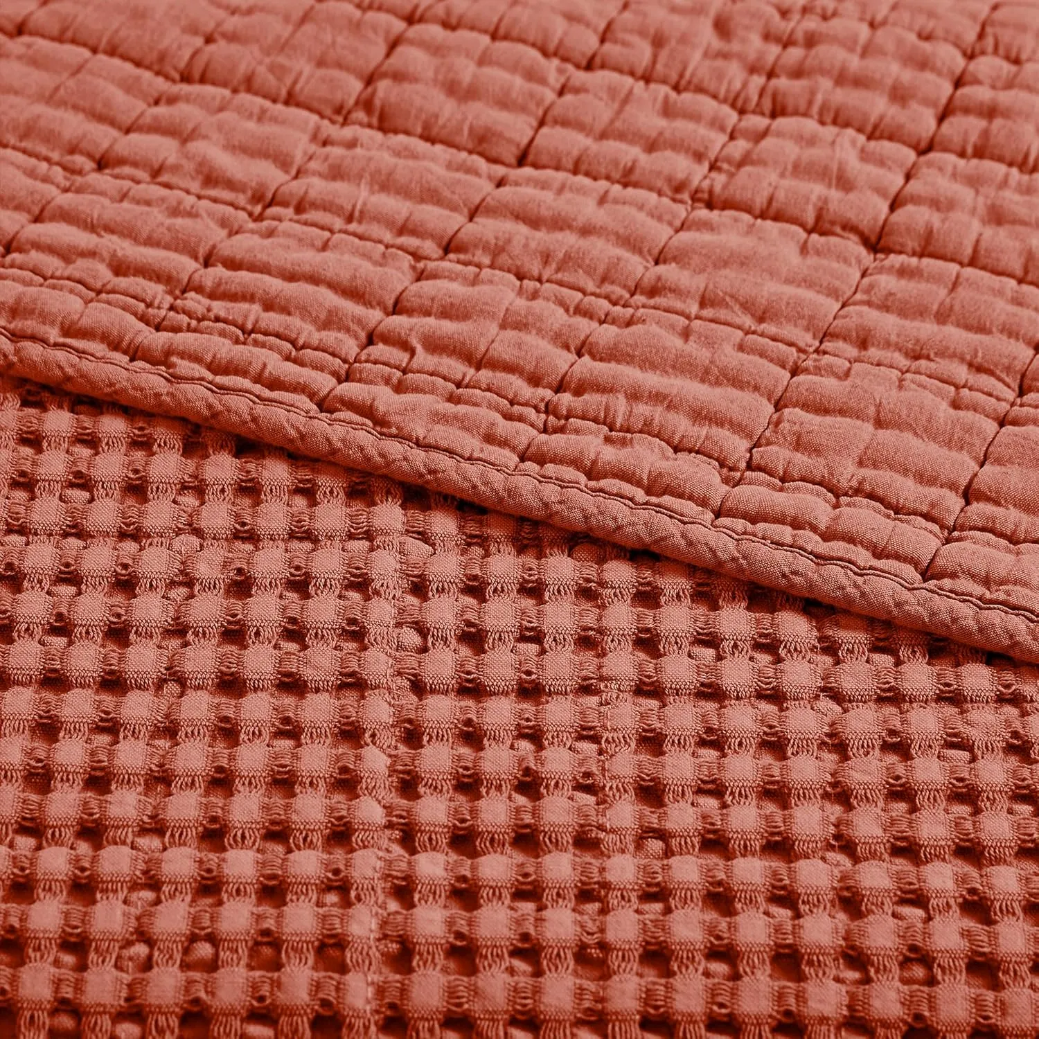 Levtex Home - Mills Waffle - Queen Quilted Bedspread Set - Adobe Cotton Waffle - Bedspread Size (104 x 106in.), Sham Size (26 x 20in.)