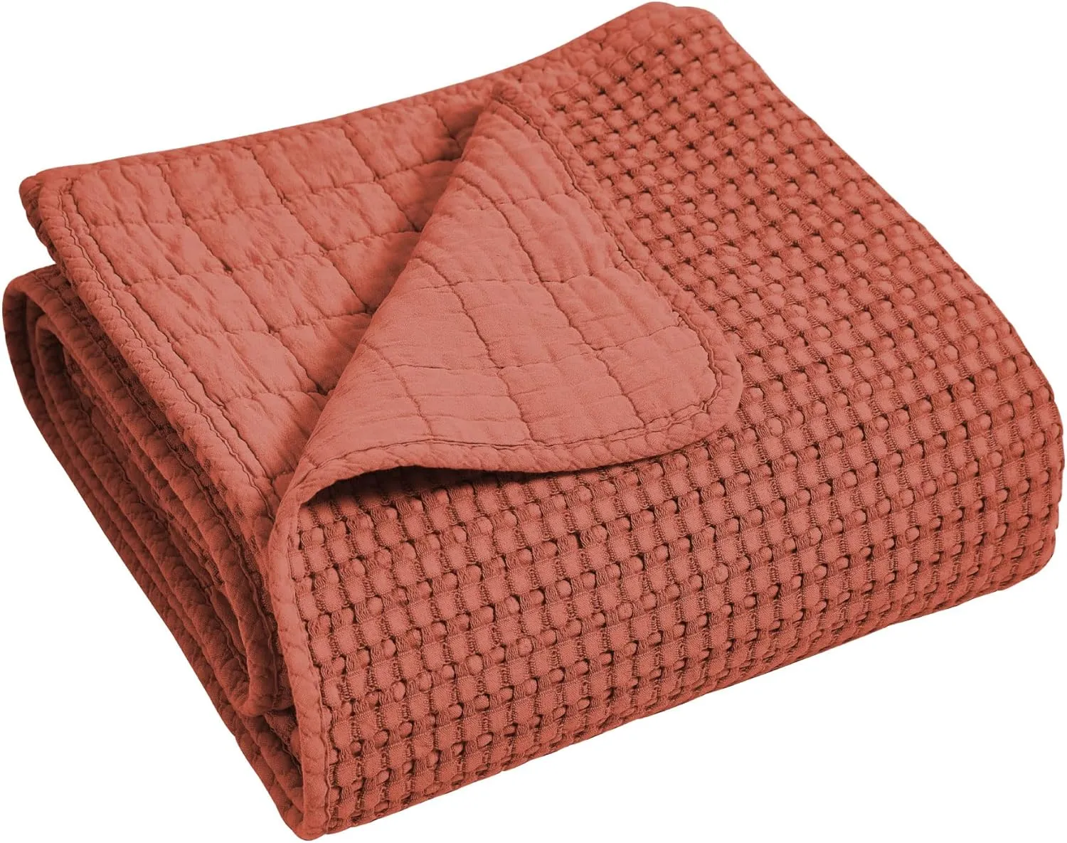 Levtex Home - Mills Waffle - Queen Quilted Bedspread Set - Adobe Cotton Waffle - Bedspread Size (104 x 106in.), Sham Size (26 x 20in.)