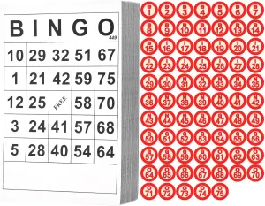 Lewtemi 195 Pcs Vintage Wooden Bingo Board Game Set Includes Classic 120 Bingo Number Cards and 75 Chess for Family Large Parties Adults Holiday Activities