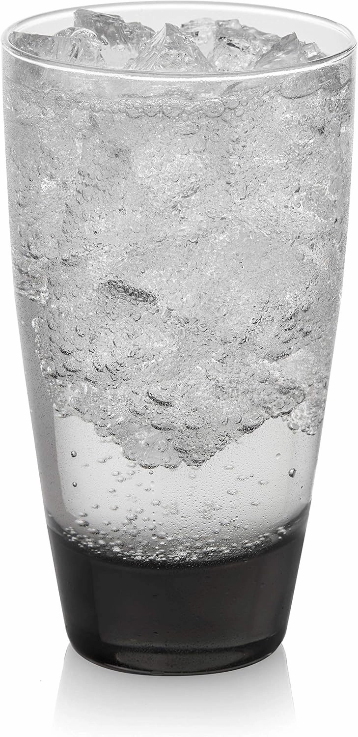 Libbey Classic Rocks and Tumbler Glasses Set of 16, Smoke Hue, Lead-Free Water Glasses , Dishwasher Safe Drinking Glasses Set