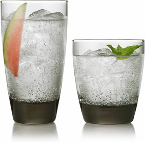 Libbey Classic Rocks and Tumbler Glasses Set of 16, Smoke Hue, Lead-Free Water Glasses , Dishwasher Safe Drinking Glasses Set