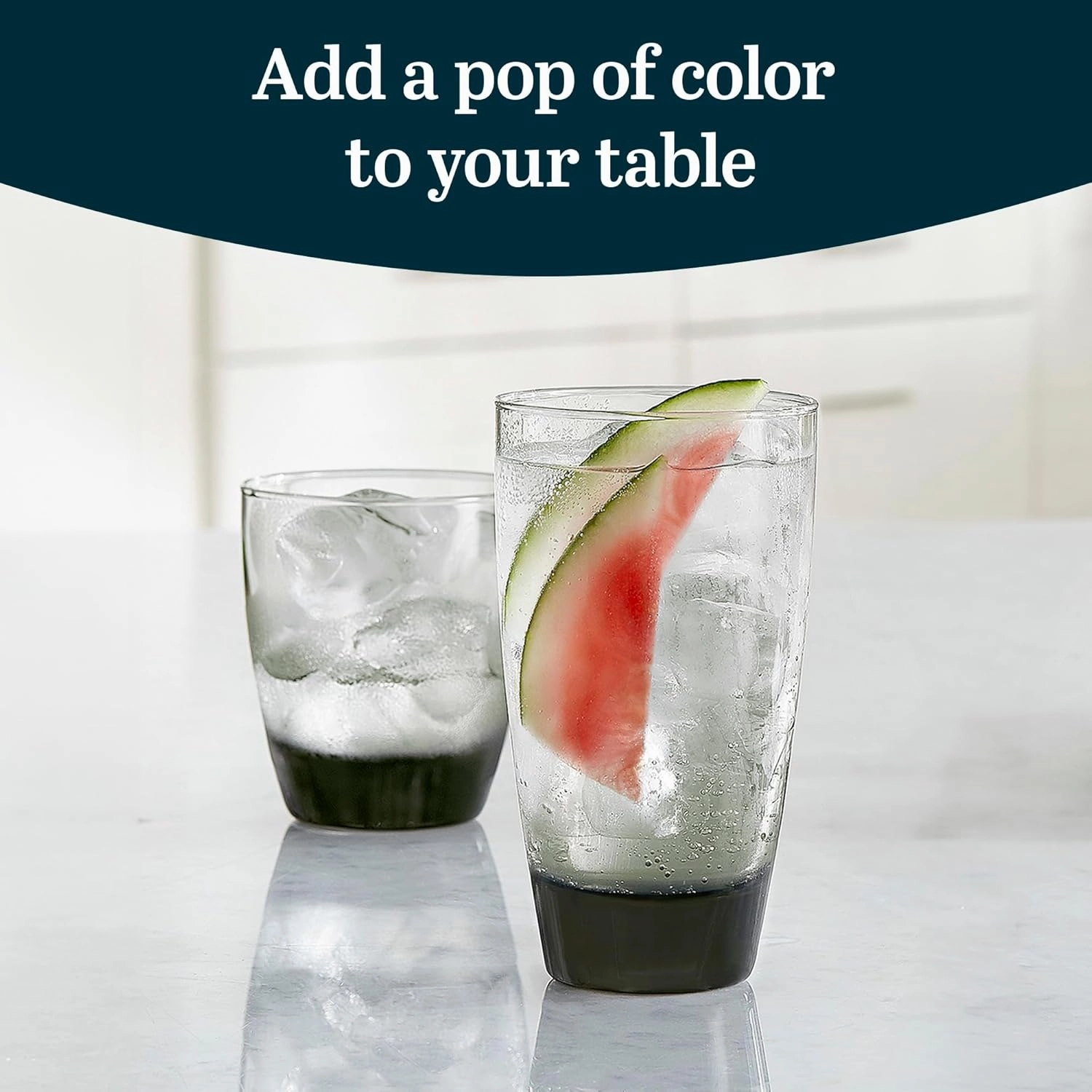 Libbey Classic Rocks and Tumbler Glasses Set of 16, Smoke Hue, Lead-Free Water Glasses , Dishwasher Safe Drinking Glasses Set