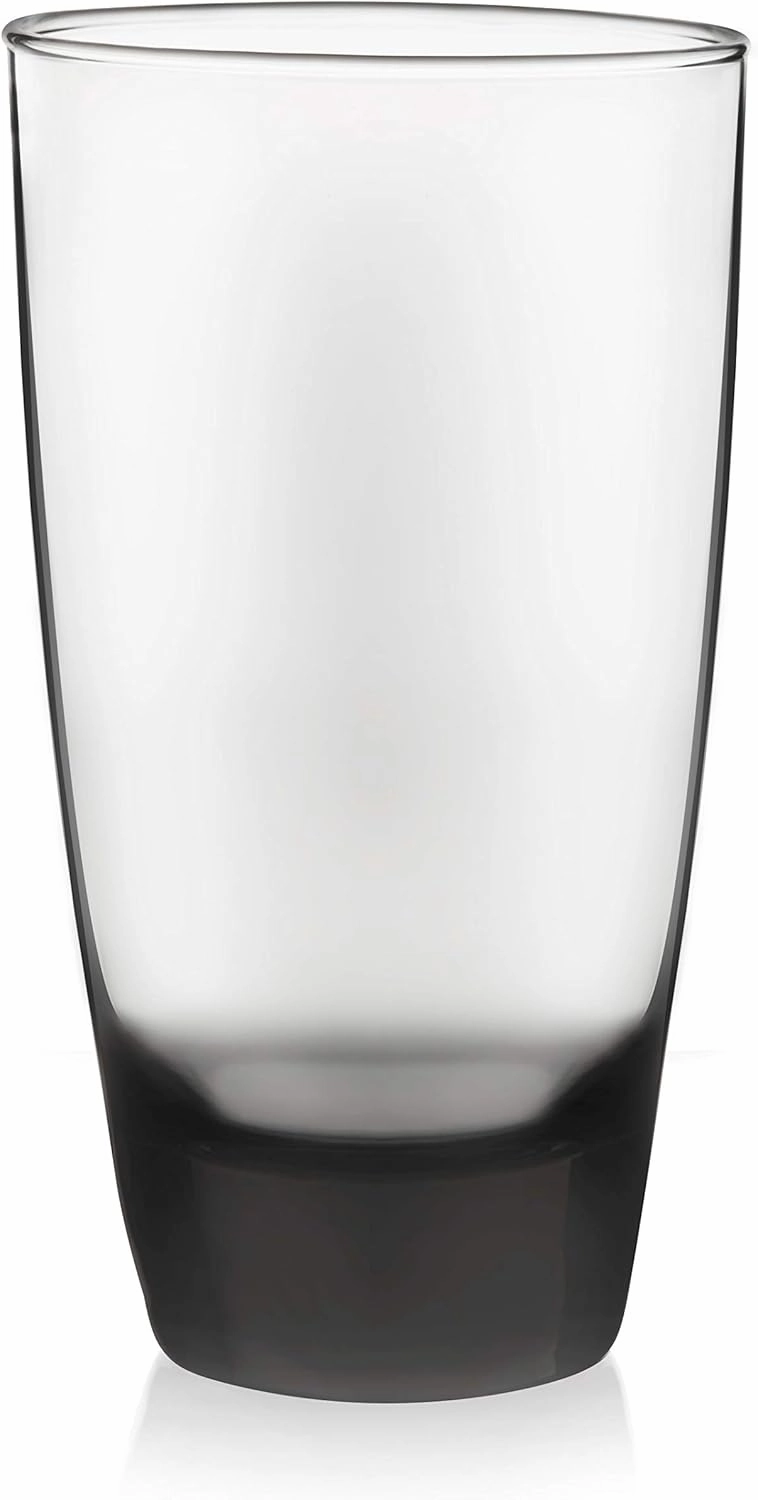 Libbey Classic Rocks and Tumbler Glasses Set of 16, Smoke Hue, Lead-Free Water Glasses , Dishwasher Safe Drinking Glasses Set