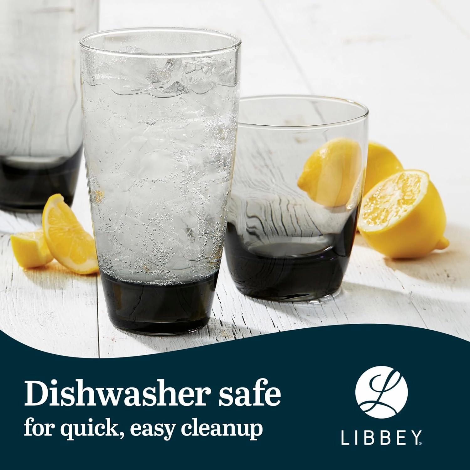 Libbey Classic Rocks and Tumbler Glasses Set of 16, Smoke Hue, Lead-Free Water Glasses , Dishwasher Safe Drinking Glasses Set