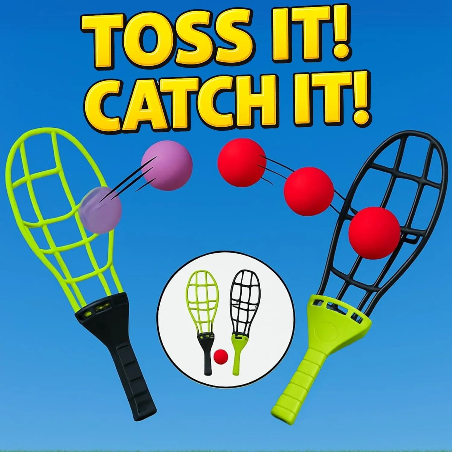 Liberty Imports Trackball Sport Chuck and Catch Ball - 2 Player Lacrosse Racket Toy Classic Backyard Game Set Outdoor Play for Kids & Adults (2 Pack)
