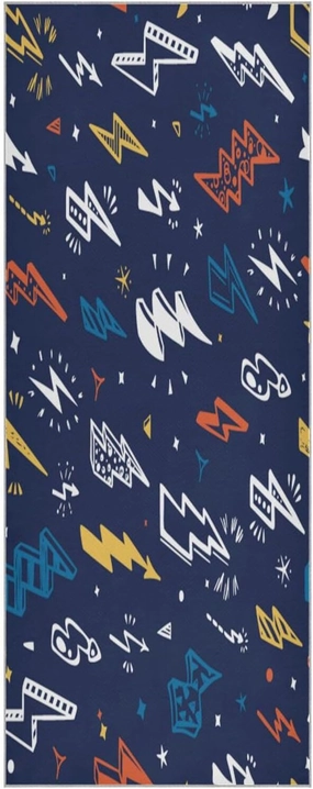 Lightning Bolts Signs Dark Blue Yoga Towel,Hot Yoga Mat Towel with Grip Dots Sweat Absorbent Non-Slip for Hot Yoga, 24" x72",Soft Yoga Blankets with Travel Bag,Pilates and Workout
