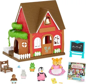 Lil Woodzeez – Toy Figures Playset – Miniature School Playhouse – Stackable – Storybook & Posable Figures Bundle – 3 Years  