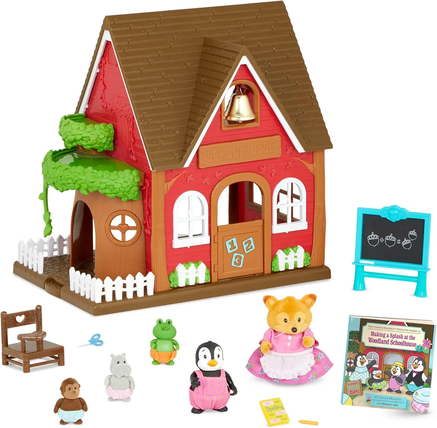Lil Woodzeez – Toy Figures Playset – Miniature School Playhouse – Stackable – Storybook & Posable Figures Bundle – 3 Years  