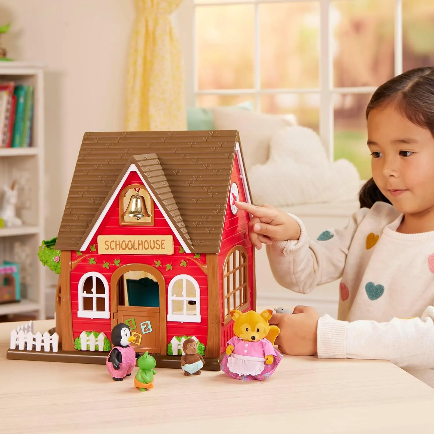 Lil Woodzeez – Toy Figures Playset – Miniature School Playhouse – Stackable – Storybook & Posable Figures Bundle – 3 Years  
