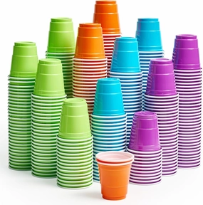 Lilymicky 600 Count 2 oz Plastic Shot Glasses, Mini Disposable Shot Cups, 2 oz Assorted Color Shot Cups for Parties, Shooting Games