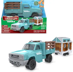 Lincoln Logs Cruising Tonka Tiny Home, Toy Truck Building playset for Kids, Boys & Girls Ages 3 ,Promotes Fine Motor Skills & Sensory Development, STEM, Great Holiday & Birthday Classic Retro Gift