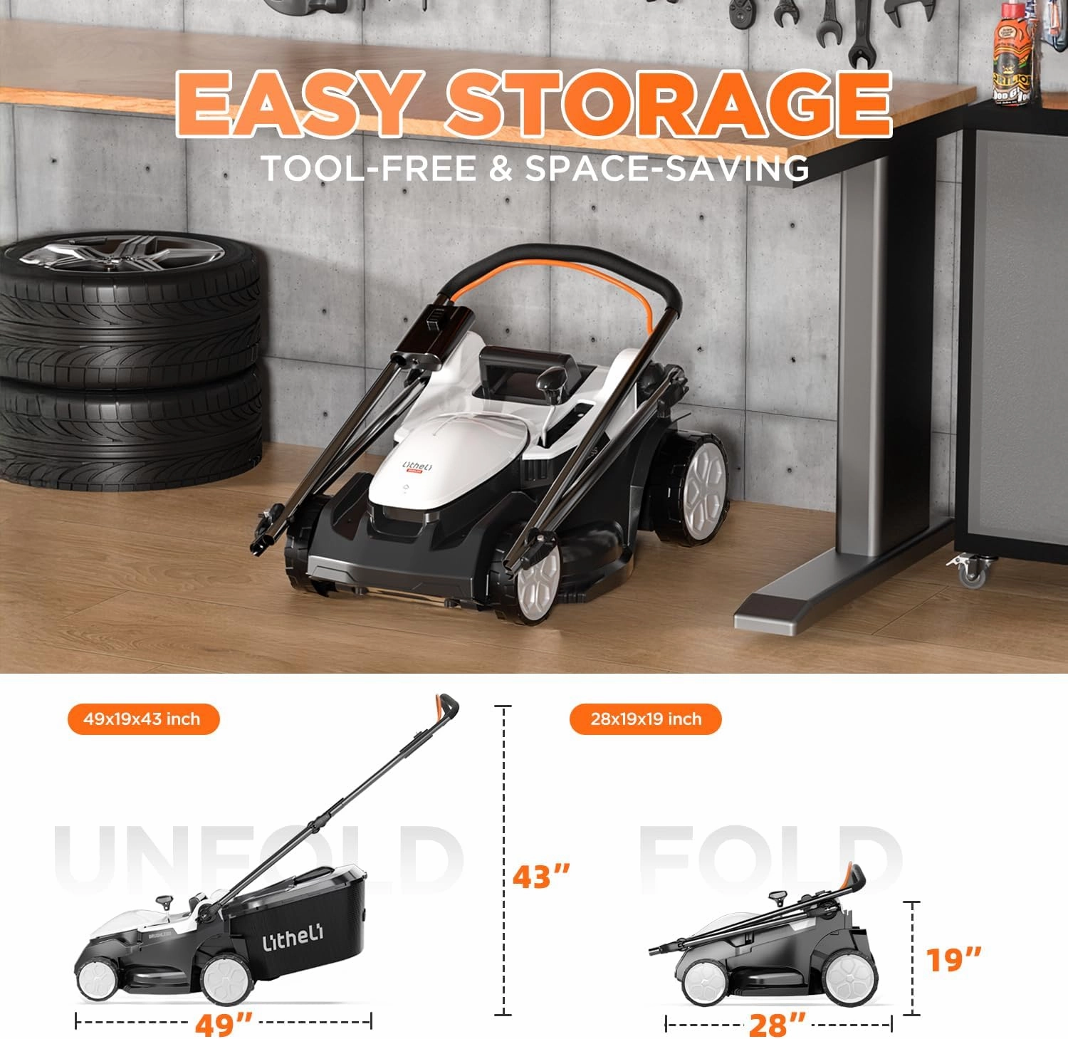 Litheli 40V (2 x 20V) 16" Electric Lawn Mower Cordless, Brushless Lawnmower with 6-Height Adjust, Portable & Lightweight Push Battery Powered Lawn Mower (2 * 4.0AH Batteries Included)