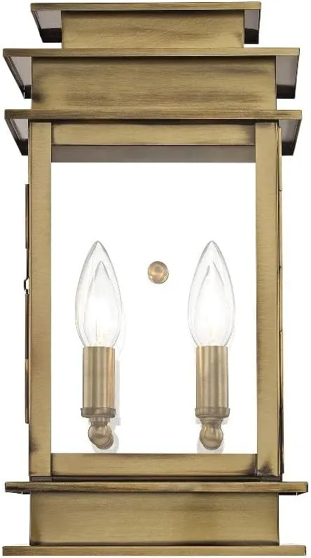 Livex Lighting 2014-04 Princeton Collection 2-Light Outdoor Wall Sconce Lantern with Clear Glass, Black