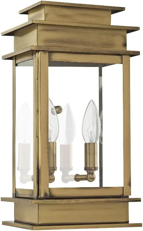 Livex Lighting 2014-04 Princeton Collection 2-Light Outdoor Wall Sconce Lantern with Clear Glass, Black