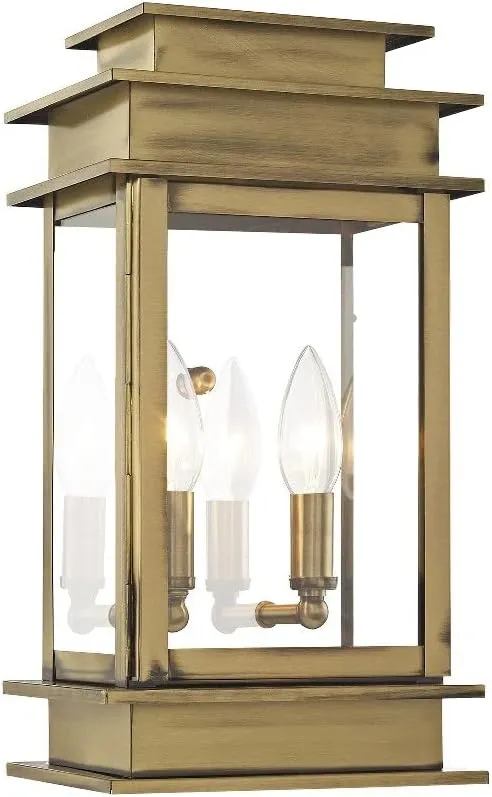 Livex Lighting 2014-04 Princeton Collection 2-Light Outdoor Wall Sconce Lantern with Clear Glass, Black