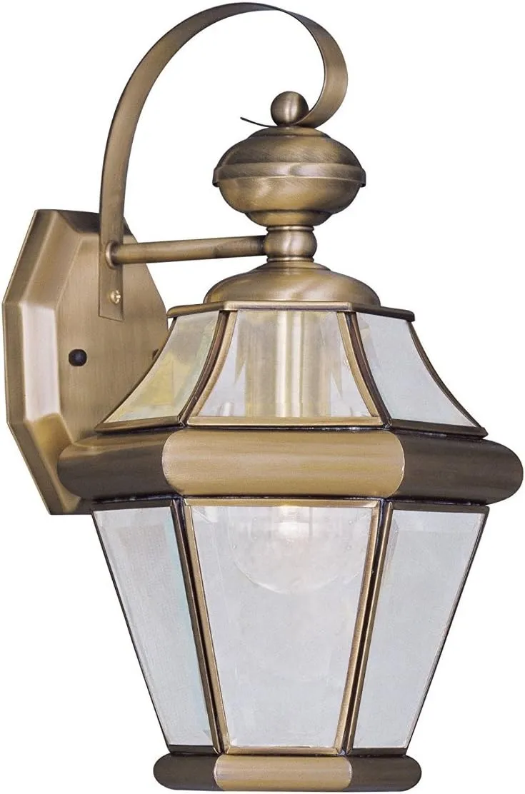 Livex Lighting 2161-01 Georgetown 1-Light Outdoor Wall Lantern, Antique Brass