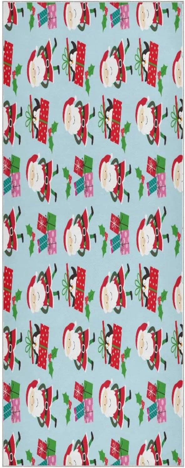 Lovely Christmas Santa Yoga Towel,Hot Yoga Mat Towel with Grip Dots Sweat Absorbent Non-Slip for Hot Yoga, 24" x72",Soft Yoga Blankets with Travel Bag,Pilates and Workout