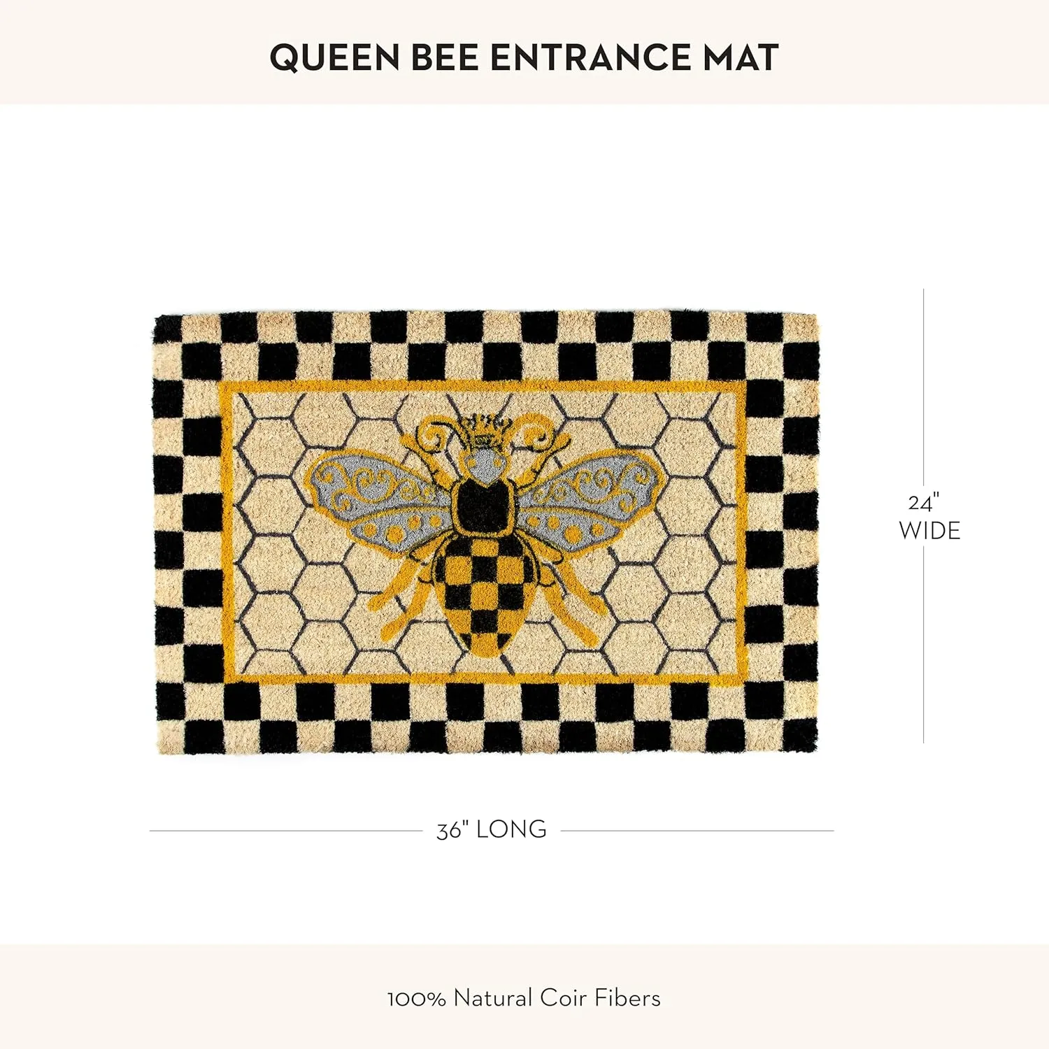MACKENZIE-CHILDS Entrance Mat, Decorative Outdoor Front-Door Mat, Coir Doormat, Queen Bee