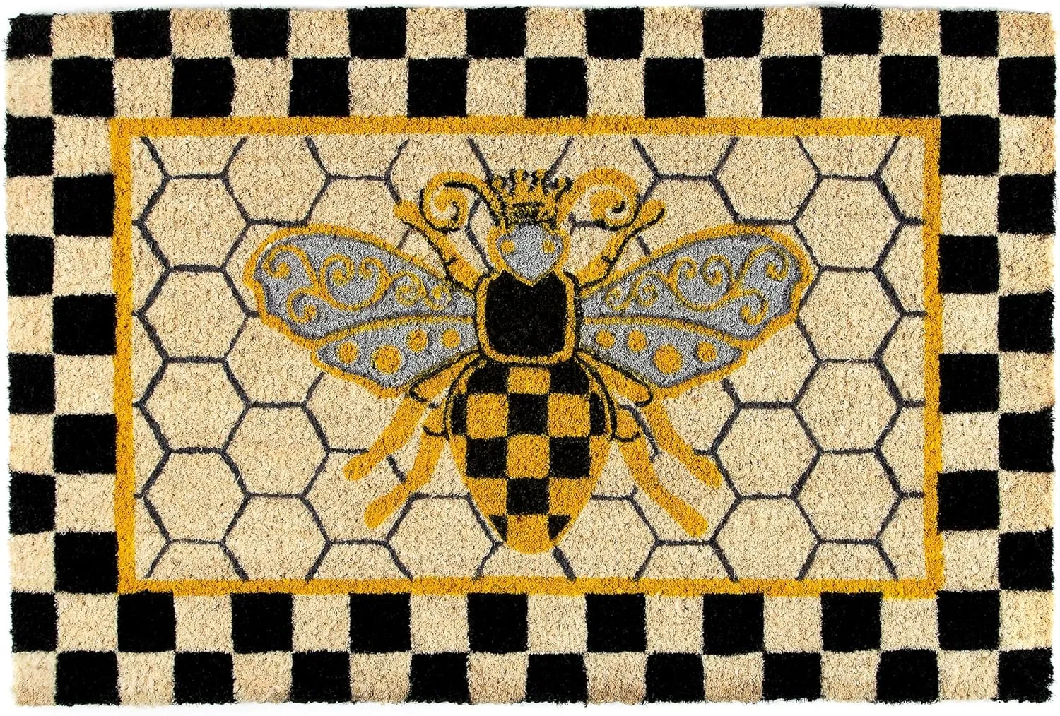 MACKENZIE-CHILDS Entrance Mat, Decorative Outdoor Front-Door Mat, Coir Doormat, Queen Bee