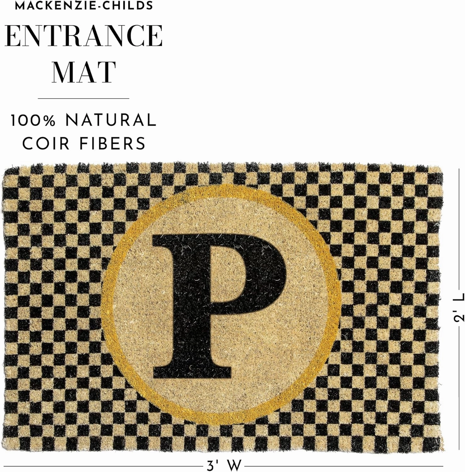 MACKENZIE-CHILDS Monogrammed Entrance Mat, Monogram Welcome Mat, Indoor/Outdoor Front-Door Mat, P