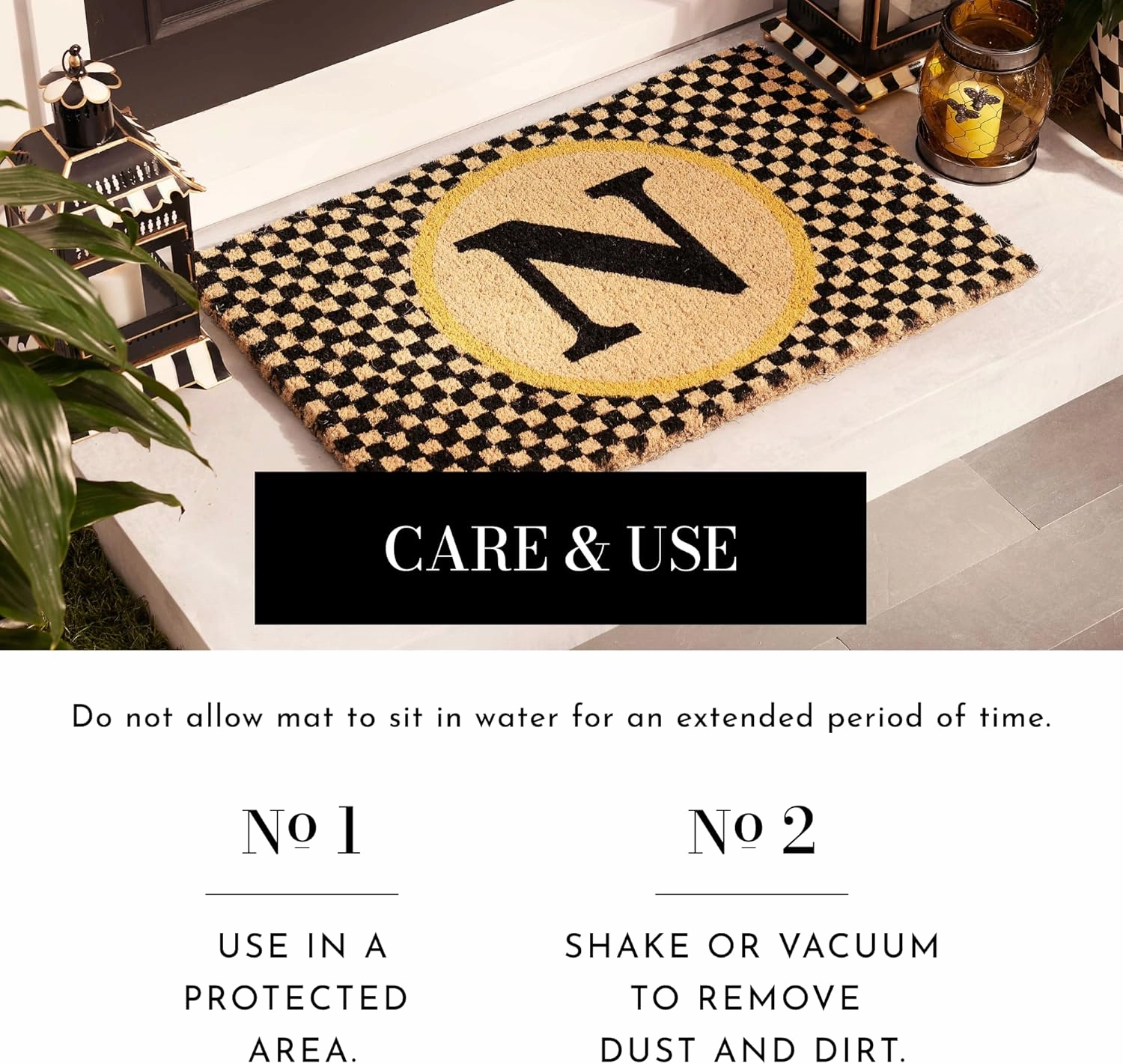 MACKENZIE-CHILDS Monogrammed Entrance Mat, Monogram Welcome Mat, Indoor/Outdoor Front-Door Mat, P