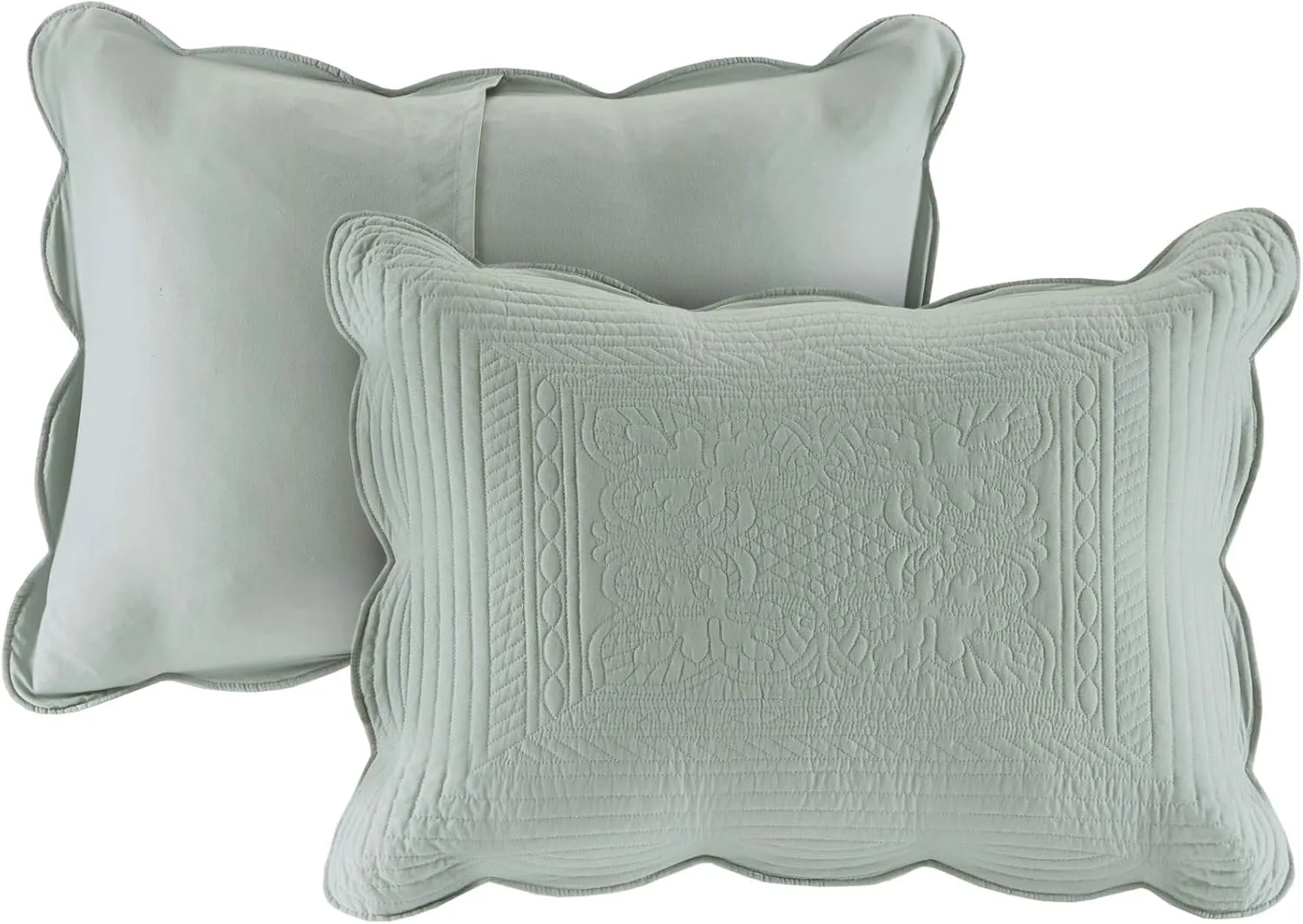 Madison Park Tuscany Quilt Set-Casual Damask Stitching Design Lightweight Coverlet Bedspread Bedding, Shams, King/Cal King(108"x96"), Medallion Seafoam 3 Piece