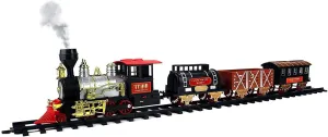 Maggie Enchanted Christmas Train 20 Pcs Set: Chugga-Chugga Through a Winter Wonderland with Lights, Sounds, Realism Smoke