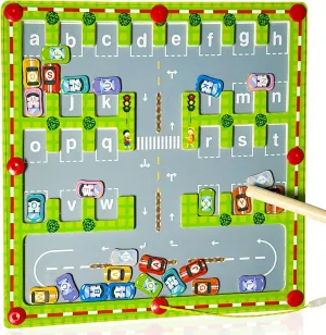 Magnetic Alphabet Letter Maze, Montessori Wooden Puzzle Activity Board Toys for 3  Year Old, Learning Educational Fine Motor Travel Toy for Toddlers Kids Boys Girls Preschooler 3 4 5 Year Old Gift