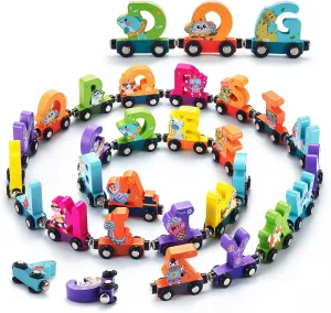 Magnetic Alphabet Train Toys, 26PCS Animal Wooden ABC Learning Toy Toddlers Kids Boys Girls Educational Toy Set for 3 4 5 6 7 Years Old (Animal)